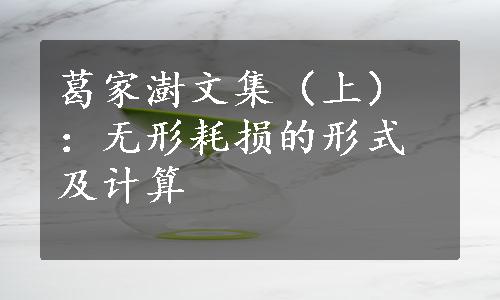 葛家澍文集（上）：无形耗损的形式及计算