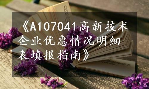 《A107041高新技术企业优惠情况明细表填报指南》