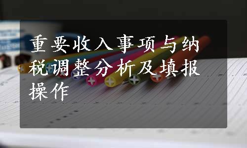 重要收入事项与纳税调整分析及填报操作