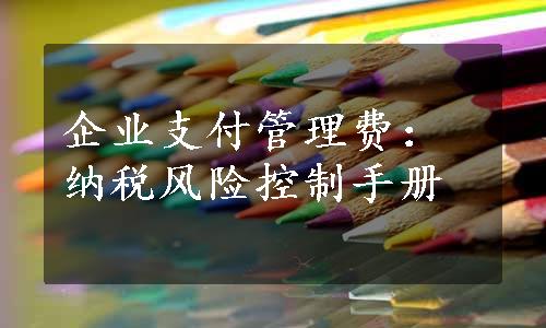 企业支付管理费：纳税风险控制手册