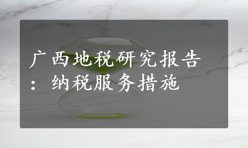 广西地税研究报告：纳税服务措施