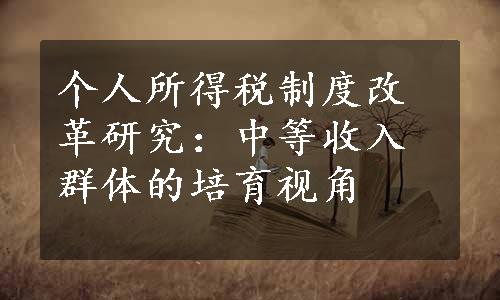 个人所得税制度改革研究：中等收入群体的培育视角