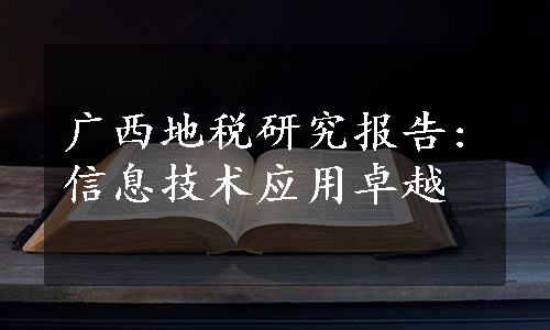 广西地税研究报告:信息技术应用卓越