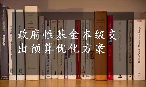 政府性基金本级支出预算优化方案