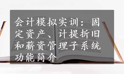 会计模拟实训：固定资产、计提折旧和薪资管理子系统功能简介