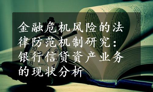 金融危机风险的法律防范机制研究：银行信贷资产业务的现状分析