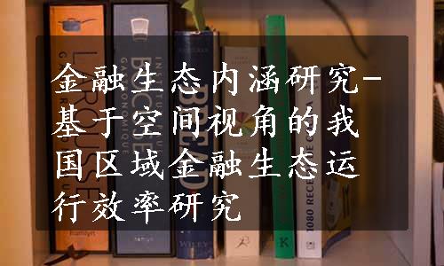 金融生态内涵研究-基于空间视角的我国区域金融生态运行效率研究