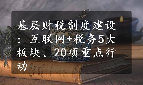 基层财税制度建设：互联网+税务5大板块、20项重点行动