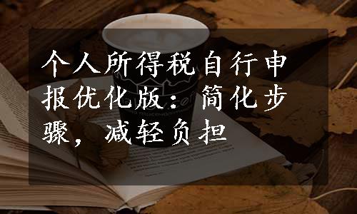 个人所得税自行申报优化版：简化步骤，减轻负担