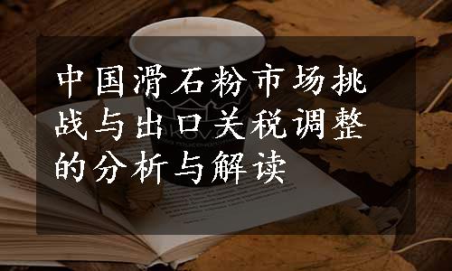 中国滑石粉市场挑战与出口关税调整的分析与解读