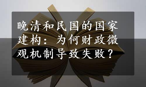 晚清和民国的国家建构：为何财政微观机制导致失败？