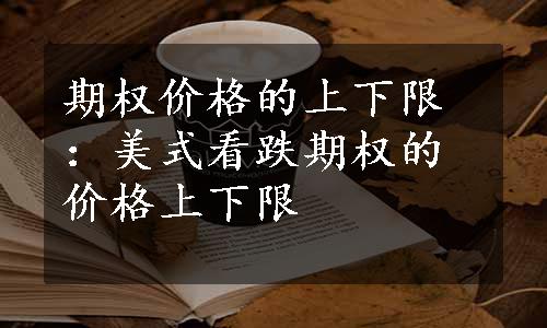 期权价格的上下限：美式看跌期权的价格上下限