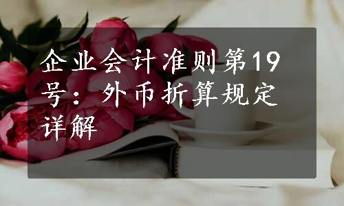 企业会计准则第19号：外币折算规定详解