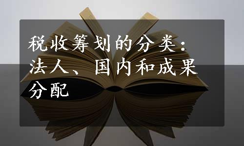 税收筹划的分类：法人、国内和成果分配