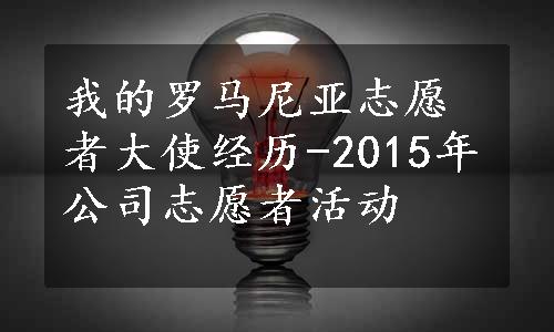 我的罗马尼亚志愿者大使经历-2015年公司志愿者活动