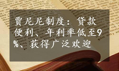 贾尼尼制度：贷款便利、年利率低至9%、获得广泛欢迎