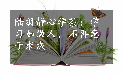 陆羽静心学茶：学习如做人，不再急于求成