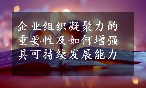 企业组织凝聚力的重要性及如何增强其可持续发展能力