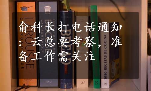 俞科长打电话通知：云总要考察，准备工作需关注