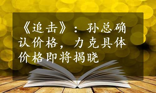 《追击》：孙总确认价格，力克具体价格即将揭晓