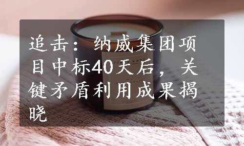 追击：纳威集团项目中标40天后，关键矛盾利用成果揭晓