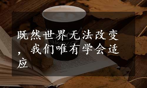 既然世界无法改变，我们唯有学会适应