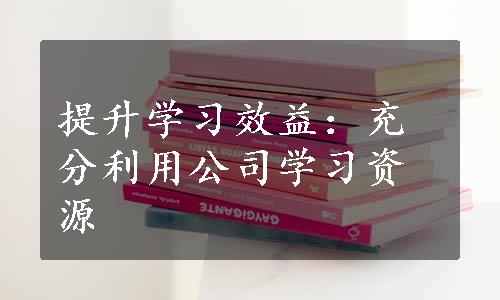 提升学习效益：充分利用公司学习资源