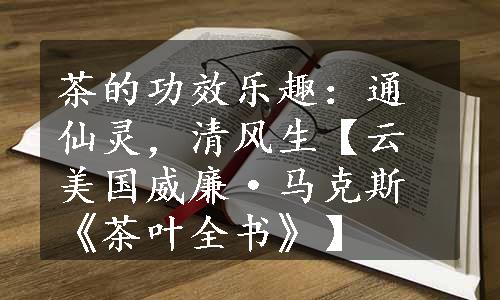 茶的功效乐趣：通仙灵，清风生【云美国威廉·马克斯《茶叶全书》】