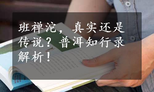 班禅沱，真实还是传说？普洱知行录解析！