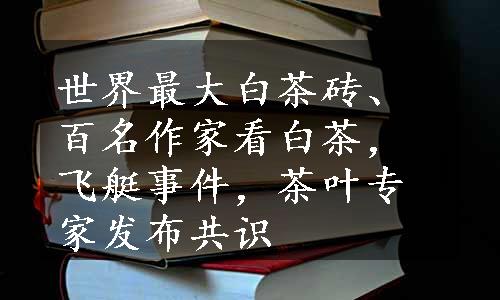 世界最大白茶砖、百名作家看白茶，飞艇事件，茶叶专家发布共识