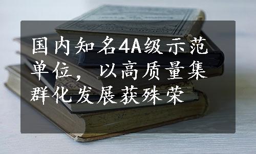 国内知名4A级示范单位，以高质量集群化发展获殊荣