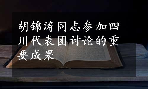 胡锦涛同志参加四川代表团讨论的重要成果