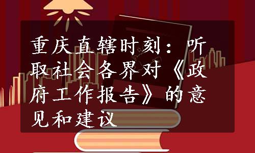 重庆直辖时刻：听取社会各界对《政府工作报告》的意见和建议