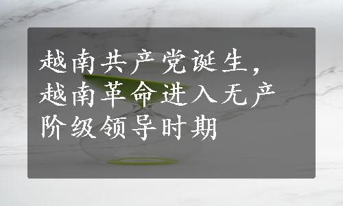 越南共产党诞生，越南革命进入无产阶级领导时期