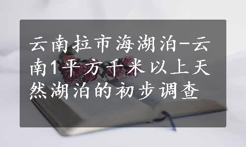 云南拉市海湖泊-云南1平方千米以上天然湖泊的初步调查