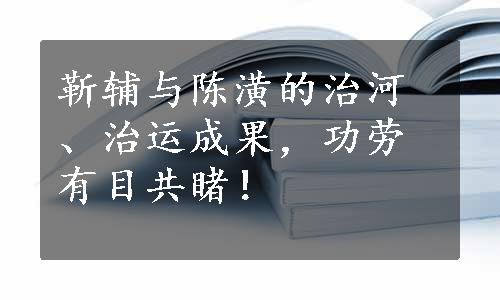 靳辅与陈潢的治河、治运成果，功劳有目共睹！