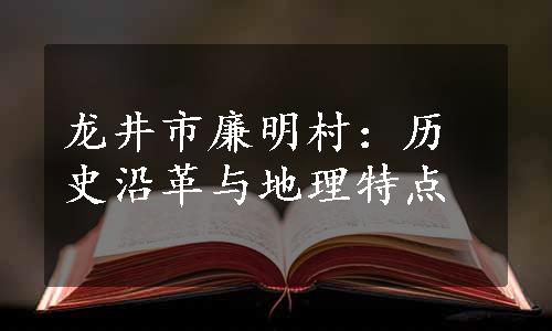 龙井市廉明村：历史沿革与地理特点