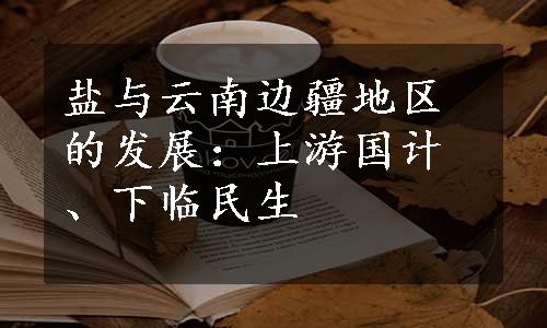 盐与云南边疆地区的发展：上游国计、下临民生