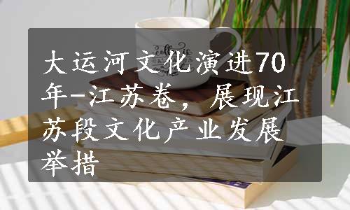 大运河文化演进70年-江苏卷，展现江苏段文化产业发展举措