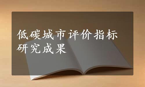 低碳城市评价指标研究成果