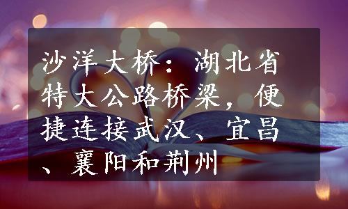 沙洋大桥：湖北省特大公路桥梁，便捷连接武汉、宜昌、襄阳和荆州