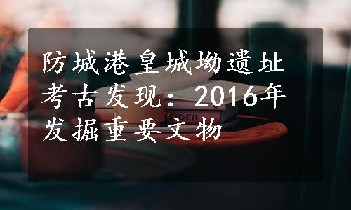 防城港皇城坳遗址考古发现：2016年发掘重要文物