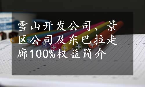 雪山开发公司、景区公司及东巴拉走廊100%权益简介