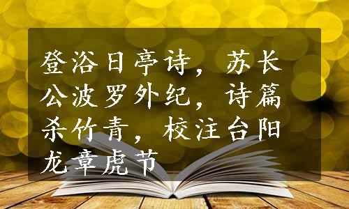 登浴日亭诗，苏长公波罗外纪，诗篇杀竹青，校注台阳龙章虎节