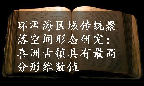 环洱海区域传统聚落空间形态研究：喜洲古镇具有最高分形维数值