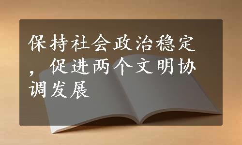 保持社会政治稳定，促进两个文明协调发展