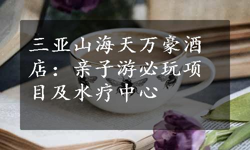 三亚山海天万豪酒店：亲子游必玩项目及水疗中心