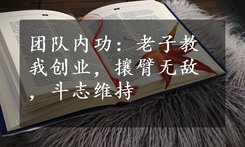 团队内功：老子教我创业，攘臂无敌，斗志维持