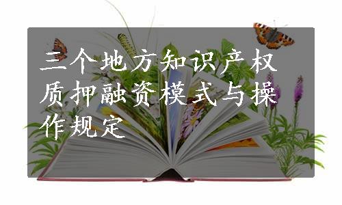 三个地方知识产权质押融资模式与操作规定