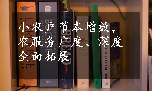 小农户节本增效，农服务广度、深度全面拓展